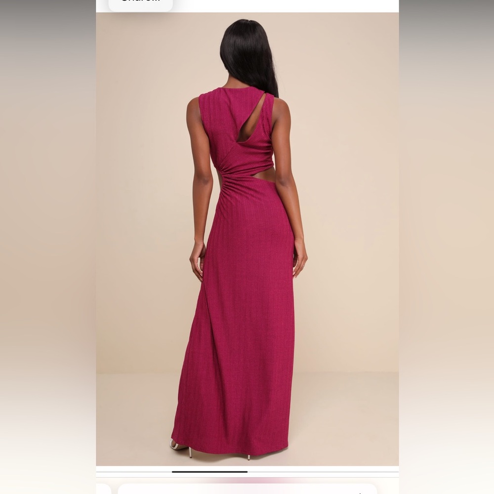 Upgraded Stunner Magenta Ribbed Cutout Sleeveless Maxi Dress